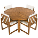 5 Piece Outdoor Patio Dining Set With 4 Armchairs And Table - Beige by HouseOfZazla