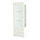 Modern Upholstered Glass Display Cabinet With Adjustable LED Light - White by HouseOfZazla