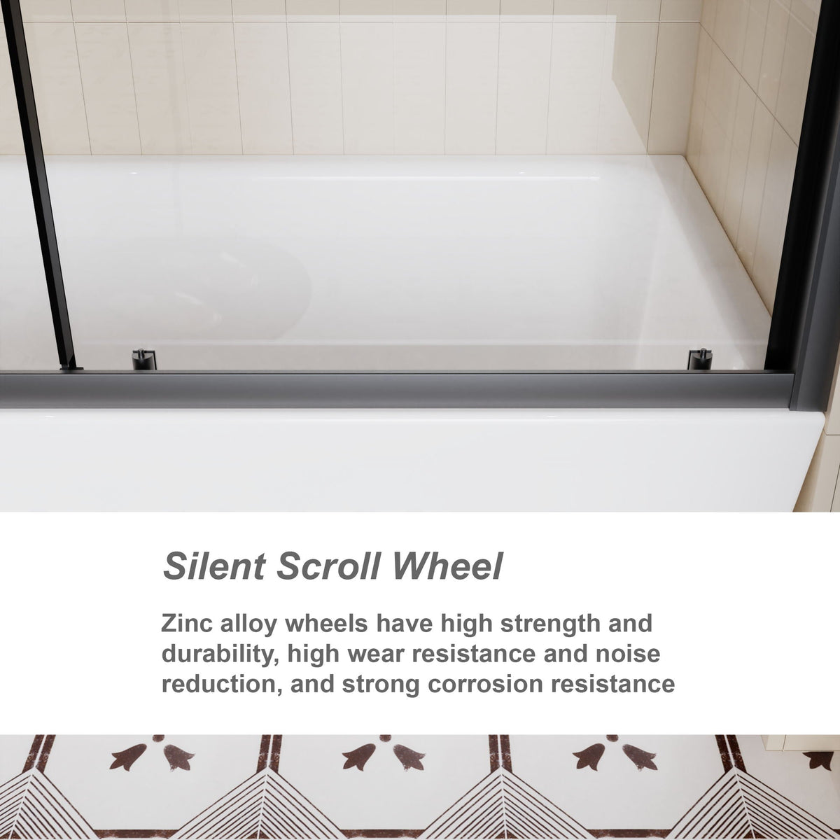 Sliding Shower Door For Bathtub - Matt Black, photo 3 of 8