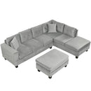 Modern Sectional Sofa With Storage Ottoman, L - Shape Couch With 2 Pillows And Cup Holders by HouseOfZazla