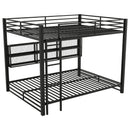 Queen Over Queen Bunk Bed With Storage Cabinets And LED Sturdy Frame, 6 Storage Units, Adjustable LED Lights - Black by HouseOfZazla