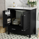 Bathroom Vanity With Single Sink, Combo Cabinet Undermount Sink, Bathroom Storage Cabinet With Two Doors And A Drawer, Soft Closing, Multifunctional Storage, Solid Wood Frame by HouseOfZazla