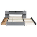Upholstered Platform Bed With Reading Lights, Drawers, Trundle And Shelves by HouseOfZazla