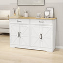 47.95" Farmhouse Buffet Cabinet Storage Sideboard with 2 Drawers and 4 Doors for Dining Living Room Kitchen Cupboard-White