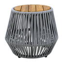 Acacia Wood Side Table with Grey Rope Design