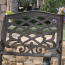Luminea Outdoor Aluminum Dining Chair With Scroll Design, Lattice Pattern And Cabriole Legs - Copper by HouseOfZazla