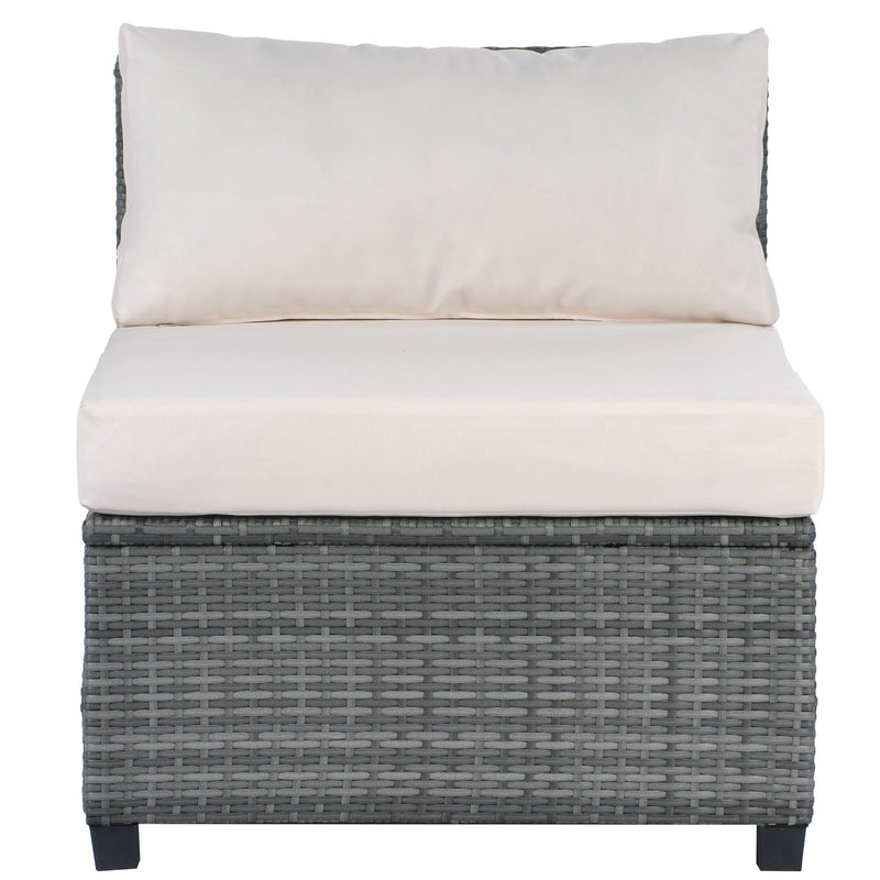 8 Piece Rattan Sectional Seating Group with Cushions, Patio Furniture Sets, Outdoor Wicker Sectional