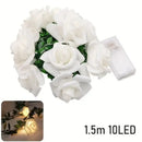GobekUsa 1PC 10 LED Rose Flower String Lights Battery Powered Flower Rose Night Lamp For Wedding Valentines Day Party Garland Decoration