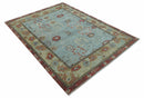 Custom Made Blue Modern Oushak Hand Knotted Wool Rug
