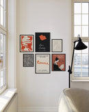 Black and red gallery wall