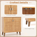 2-Door 4-Tier Shoe Cabinet Storage Organizer with Ventilated Woven Doors-Teak by LJGDeals