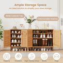 2-Door 4-Tier Shoe Cabinet Storage Organizer with Ventilated Woven Doors-Teak by LJGDeals