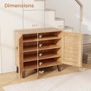 2-Door 4-Tier Shoe Cabinet Storage Organizer with Ventilated Woven Doors-Teak by LJGDeals