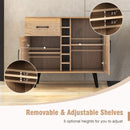 2-Door Buffet Sideboard with 6-Bottle Wine Rack Drawer