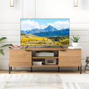 2-Door TV Stand with Charging Station and Open Shelves for TVs up to 65 Inches-Natural by LJGDeals
