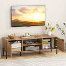 2-Door TV Stand with Charging Station and Open Shelves for TVs up to 65 Inches-Natural by DirectDeals