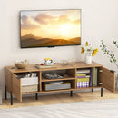 2-Door TV Stand with Charging Station and Open Shelves for TVs up to 65 Inches-Natural by LJGDeals