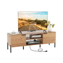 2-Door TV Stand with Charging Station and Open Shelves for TVs up to 65 Inches-Natural by LJGDeals