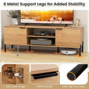 2-Door TV Stand with Charging Station and Open Shelves for TVs up to 65 Inches-Natural by LJGDeals