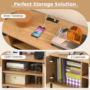 2-Door TV Stand with Charging Station and Open Shelves for TVs up to 65 Inches-Natural by LJGDeals