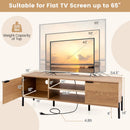 2-Door TV Stand with Charging Station and Open Shelves for TVs up to 65 Inches-Natural by DirectDeals