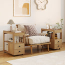 2-Drawer Sofa Side Table with Shelves for Living Room