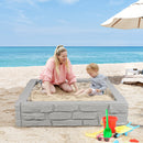 2-In-1 HDPE Kids Sandbox with Cover and Bottom Liner-Gray