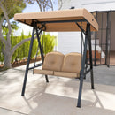 2-Person Outdoor Porch Swing with A-Shaped Metal Stand and Adjustable Canopy by LJGDeals