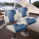 2 Pieces Low Back Boat Seat Set with Sponge Padding and Aluminum Hinges-Blue by LJGDeals