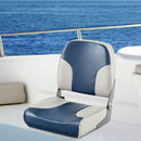 2 Pieces Low Back Boat Seat Set with Sponge Padding and Aluminum Hinges-Blue by LJGDeals