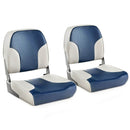 2 Pieces Low Back Boat Seat Set with Sponge Padding and Aluminum Hinges-Blue by LJGDeals