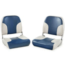2 Pieces Low Back Boat Seat Set with Sponge Padding and Aluminum Hinges-Blue by LJGDeals