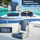 2 Pieces Low Back Boat Seat Set with Sponge Padding and Aluminum Hinges-Blue by LJGDeals
