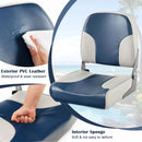 2 Pieces Low Back Boat Seat Set with Sponge Padding and Aluminum Hinges-Blue by LJGDeals