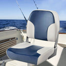 2 Pieces Low Back Boat Seat Set with Sponge Padding and Aluminum Hinges-Blue by LJGDeals