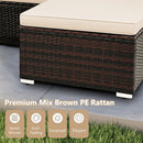 4 Seats Outdoor Wicker Furniture Set with Tempered Glass Coffee Table and Soft Cushions-Beige by LJGDeals