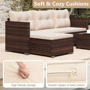 4 Seats Outdoor Wicker Furniture Set with Tempered Glass Coffee Table and Soft Cushions-Beige by LJGDeals