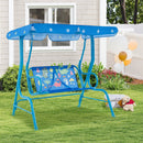 2-Seater Kids Patio Swing with Metal Stand and Adjustable Canopy-Navy by LJGDeals