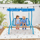 2-Seater Kids Patio Swing with Metal Stand and Adjustable Canopy-Navy by LJGDeals