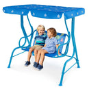 2-Seater Kids Patio Swing with Metal Stand and Adjustable Canopy-Navy by LJGDeals