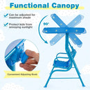 2-Seater Kids Patio Swing with Metal Stand and Adjustable Canopy-Navy by LJGDeals