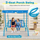 2-Seater Kids Patio Swing with Metal Stand and Adjustable Canopy-Navy by LJGDeals