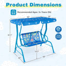 2-Seater Kids Patio Swing with Metal Stand and Adjustable Canopy-Navy