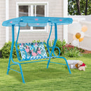 2-Seater Kids Patio Swing with Metal Stand and Adjustable Canopy-Navy