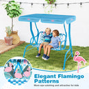 2-Seater Kids Patio Swing with Metal Stand and Adjustable Canopy-Navy