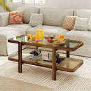 2-Tier Coffee Table with Storage and Tempered Glass Tabletop by LJGDeals