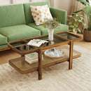 2-Tier Coffee Table with Storage and Tempered Glass Tabletop by LJGDeals