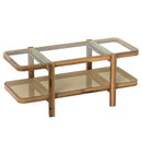 2-Tier Coffee Table with Storage and Tempered Glass Tabletop by LJGDeals