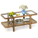 2-Tier Coffee Table with Storage and Tempered Glass Tabletop by LJGDeals