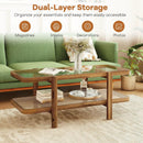 2-Tier Coffee Table with Storage and Tempered Glass Tabletop by LJGDeals